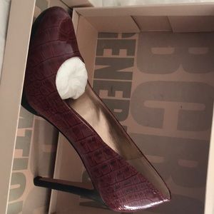 Ladies BCBGeneration Burgundy/Rouge Stiletto croco platform heels 8.5m